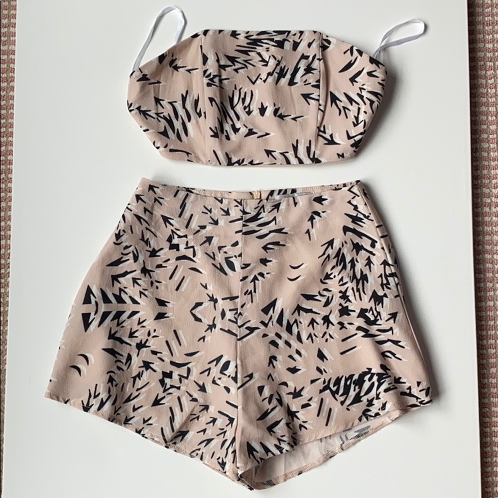 Sabo Skirt Beige and Black Two-Piece Set